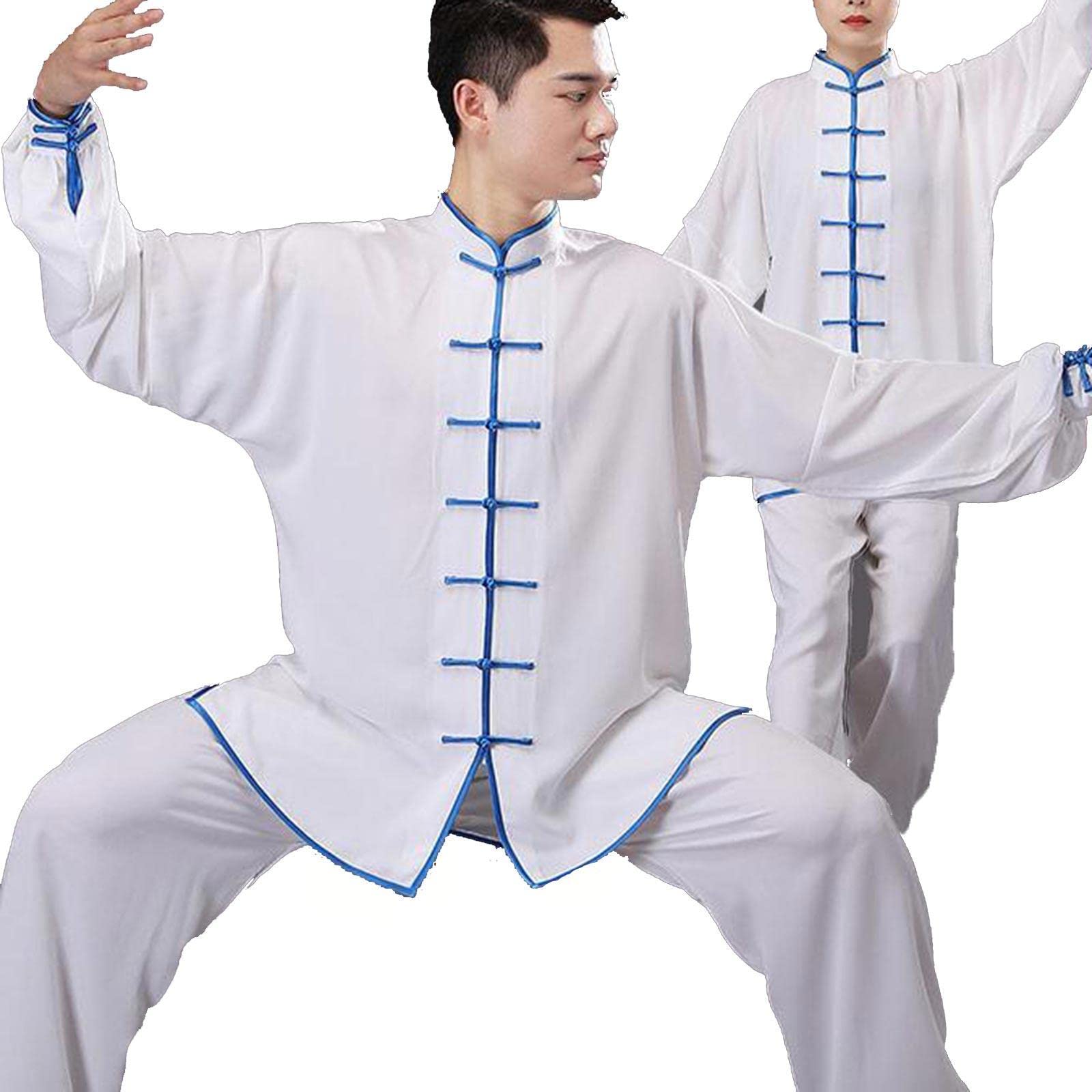 Cinese Kung Fu Vestiti Tai Chi Wing Chun Abbigliamento Arti Marziali Uniformi Taekwondo Formazione Panni Per Uomini Donne, Bianco 5-XXXL