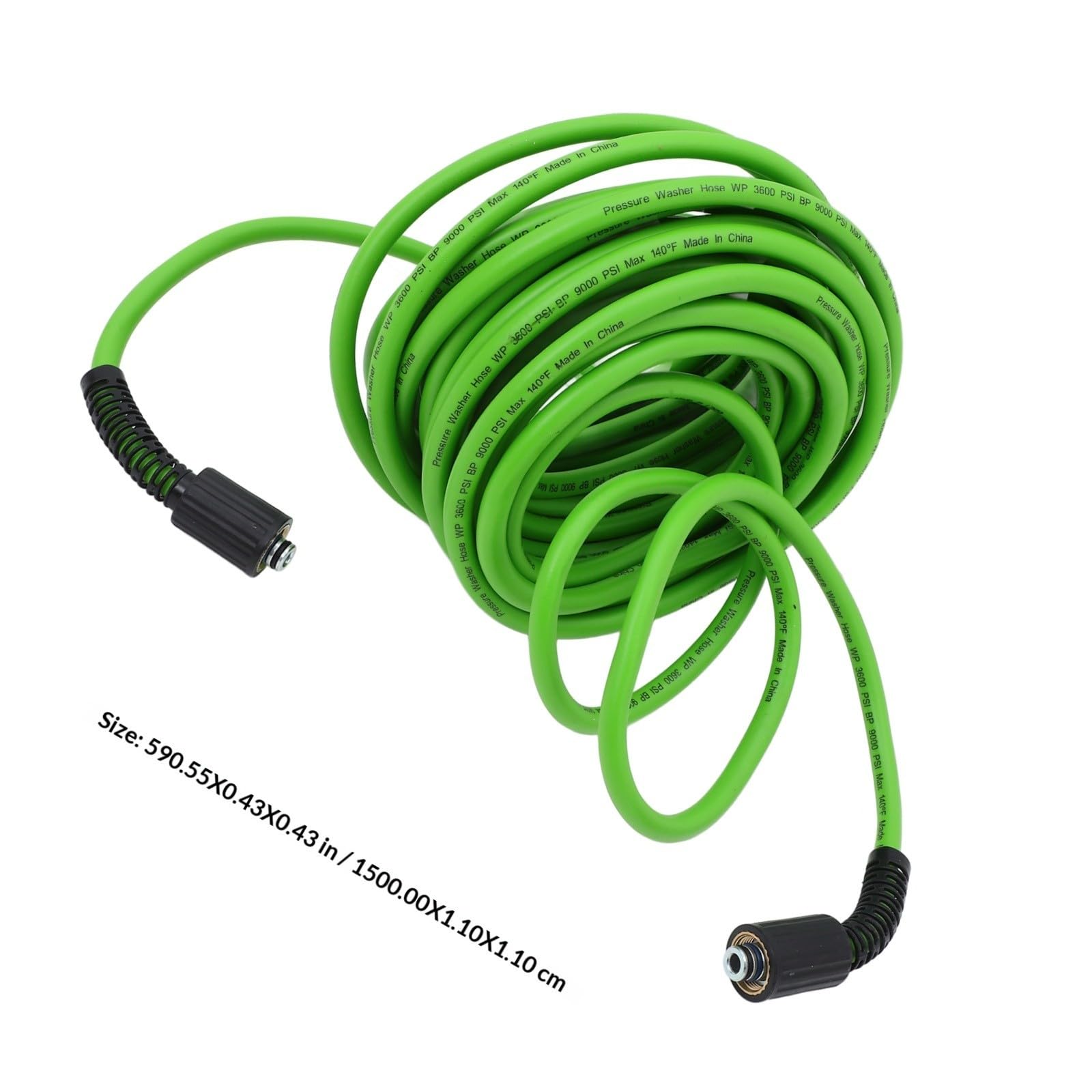 Tubo di Prolunga 15 M per Idropulitrice ad Alta Pressione | Pvc e Lega di Zinco, Tubo Flessibile Verde Chiaro, Attacco 14, 15mm Interno e 22mm Esterno