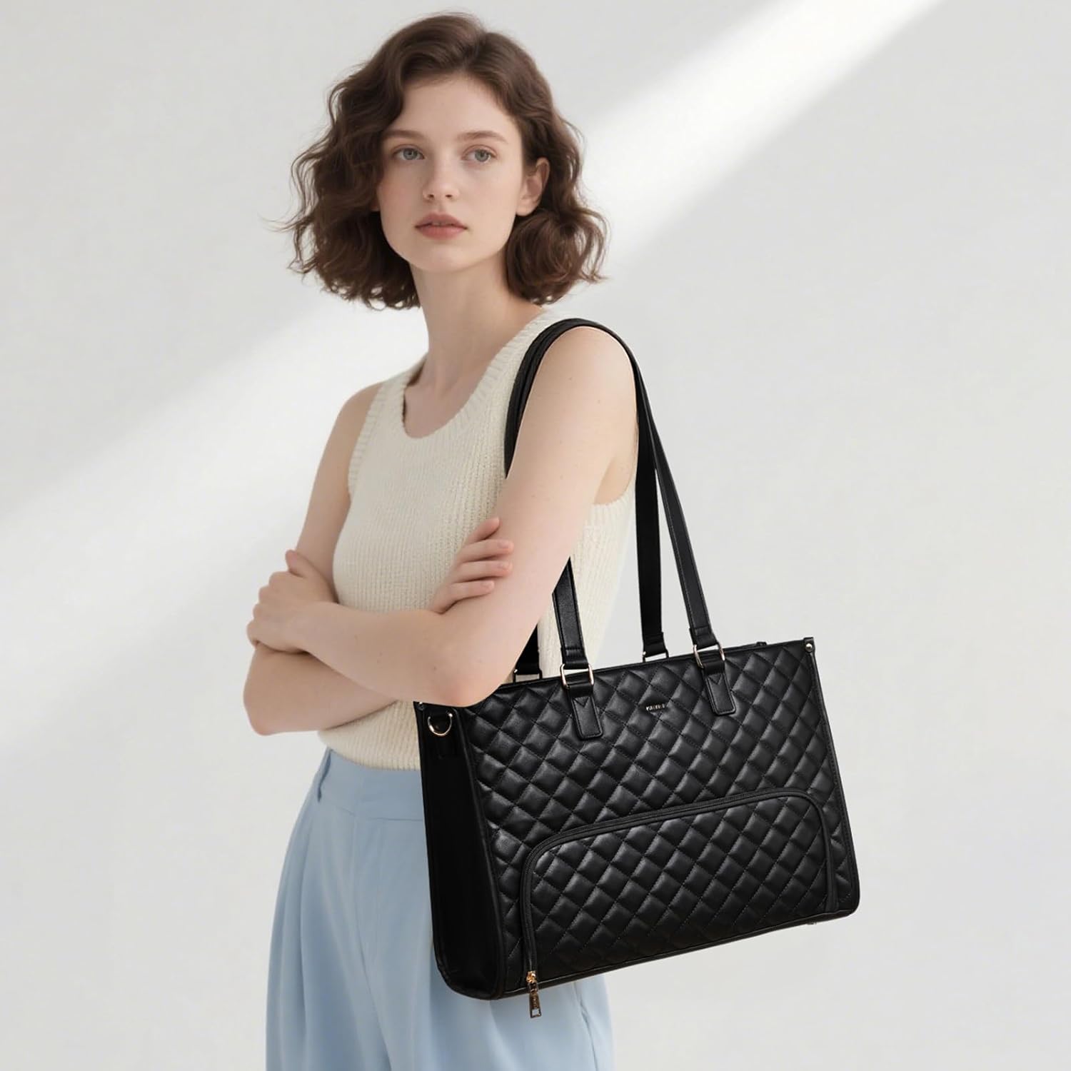 Keyli 3PCS Sets Lunch Tote bag for Women,15.6 Inch Laptop Work Bag with Insulated Lunch Box Compartment Computer Handbag