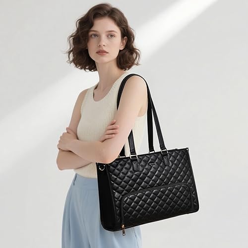 Miniatura 6 de Keyli Juego de 3 bolsas de almuerzo para mujer, bolsa de trabajo para laptop de 15.6 pulgadas con compartimento aislado para lonchera y bolsa de