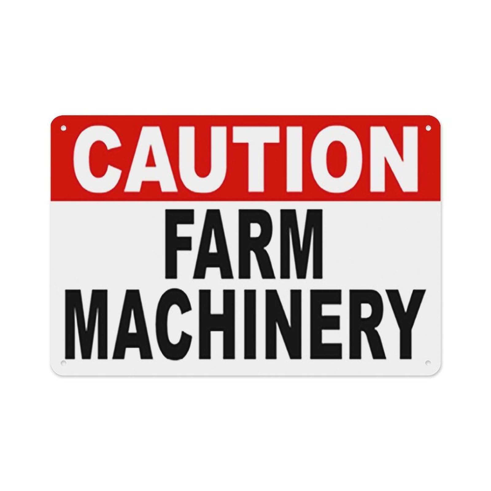 Caution Farm Machinery Aluminum Tin Sign 12×16 Inch, Home Garden Outdoor Wall Plaque