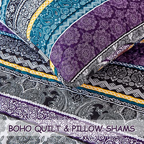 Drucon Boho Queen Quilt Set, Colorful Bohemian Queen Quilt, Beautiful Lightweight Bed Decor Bedspread For All Season 96"X90" #TOP6