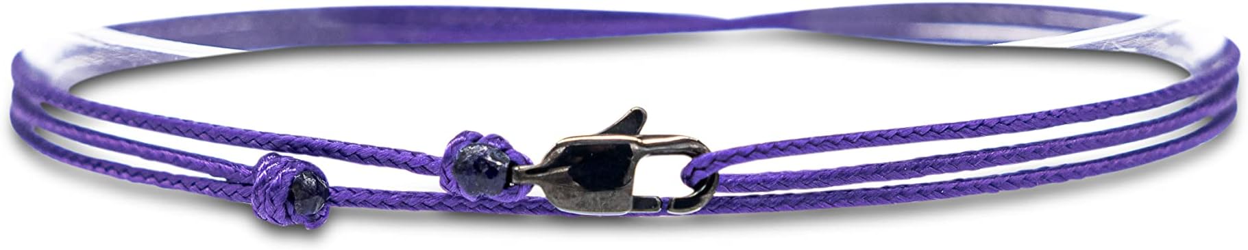 Made by NamiAdjustable Wrap Surfer Bracelet Women & Men - Thin String Bracelet with Snap Hook - Nautical Maritime Beach Jewelry - Handmade & Waterproof - Birthday Gift for Him - U (Purple Black)