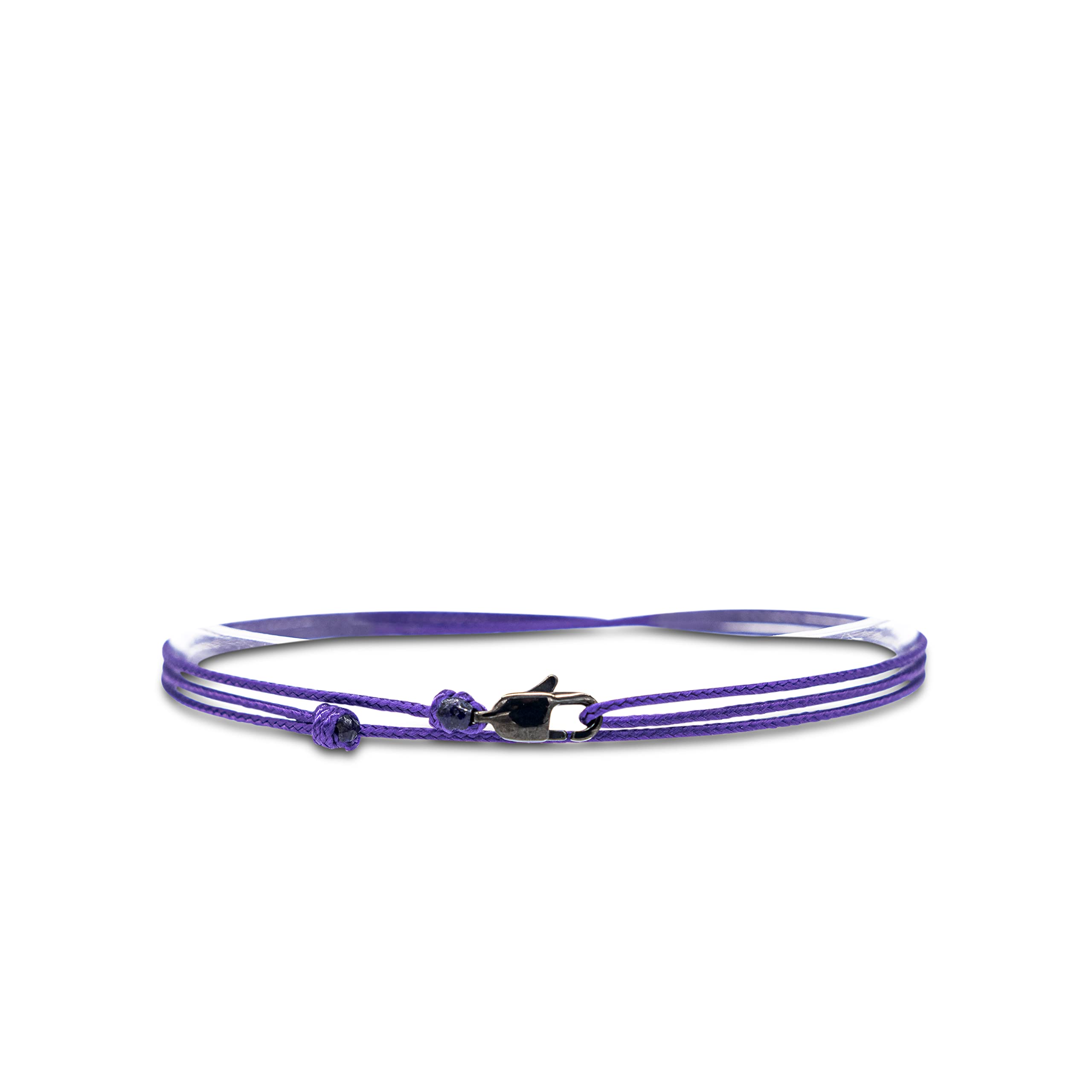 Made by NamiAdjustable Wrap Surfer Bracelet Women & Men - Thin String Bracelet with Snap Hook - Nautical Maritime Beach Jewelry - Handmade & Waterproof - Birthday Gift for Him - U (Purple Black)