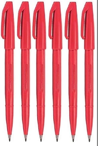 Pentel Rotulador de punta de fibra S520, color rojo, punta fina, 0.079 in, punta de 0.039 in, ancho de línea (paquete de 6) Pentel Rotulador de punta de fibra S520, color rojo, punta fina, 0.079 in, punta de 0.039 in, ancho de línea (paquete de 6)