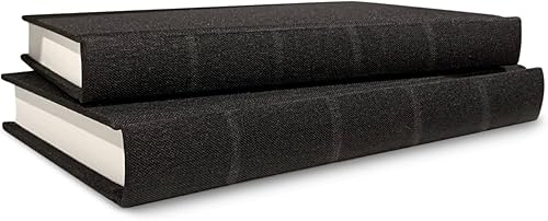 Libro de lino texturizado para decoración del hogar (negro con líneas doradas)