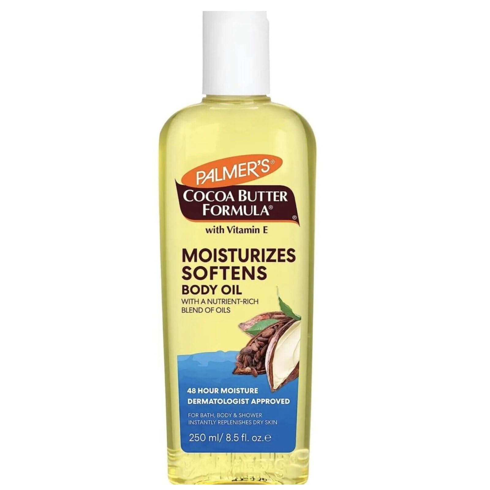 Cocoa Butter Body Oil, Vitamin E Enriched Fast Absorbing Formula, Deep Moisturizing for Dry Sensitive & Itchy Skin