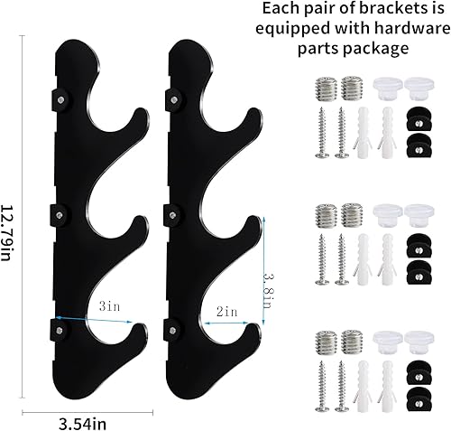 Miniatura 2 de BYTOTU Soporte para sable de luz - Soporte de pared de sable de luz - plexiglás negro - Soporte para sable de luz para montaje en pared horizontal -