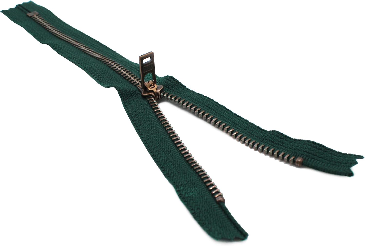 #5 Antique Brass Jeans/Pants Hemlock Green Medium Weight YKK Zippers - Color Hemlock Green #890 - Choose Your Length - Made in The United States (1 Zipper Per Pack) (5" Inches)