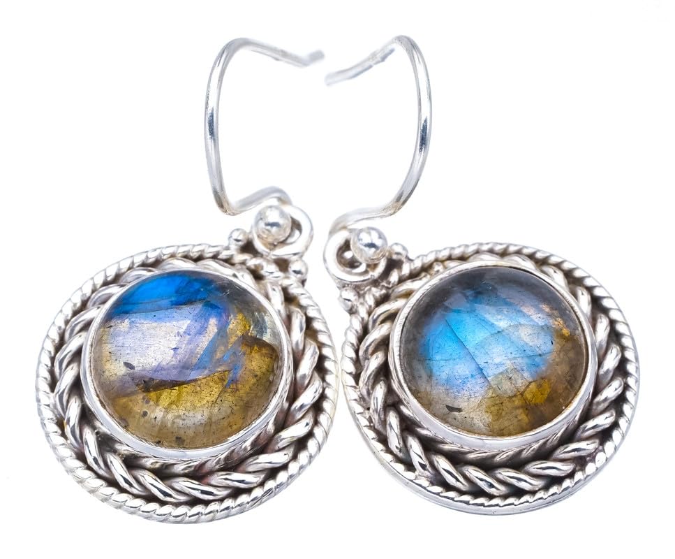 Pendientes de labradorita natural evitan alergias con plata de ley 925 pura