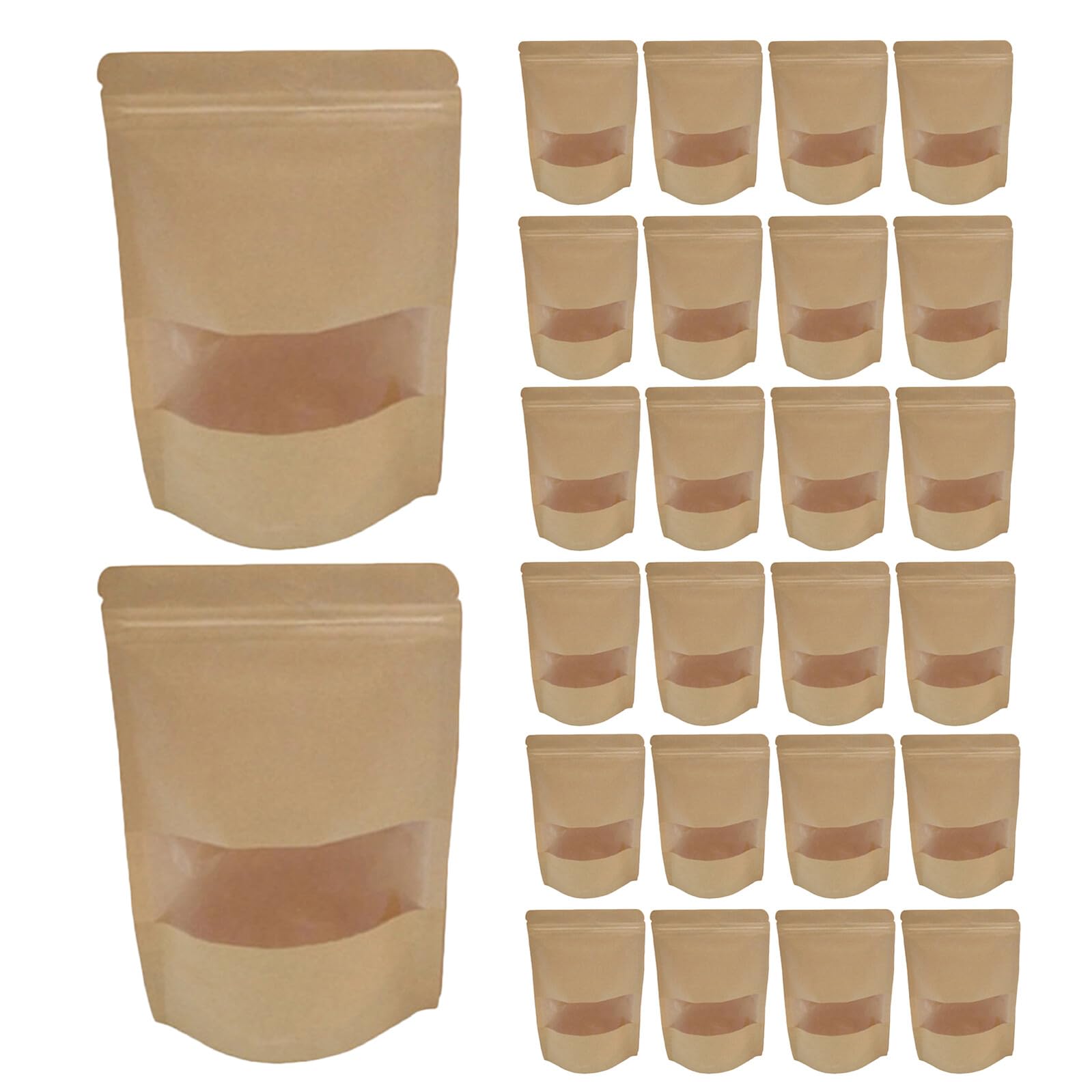 VALICLUD 50pièces Lot De Sachets Alimentaires Refermables Papier Kraft Avec Fenêtre Transparente Pour Biscuits Bonbons Et Conservation Des Aliments Secs