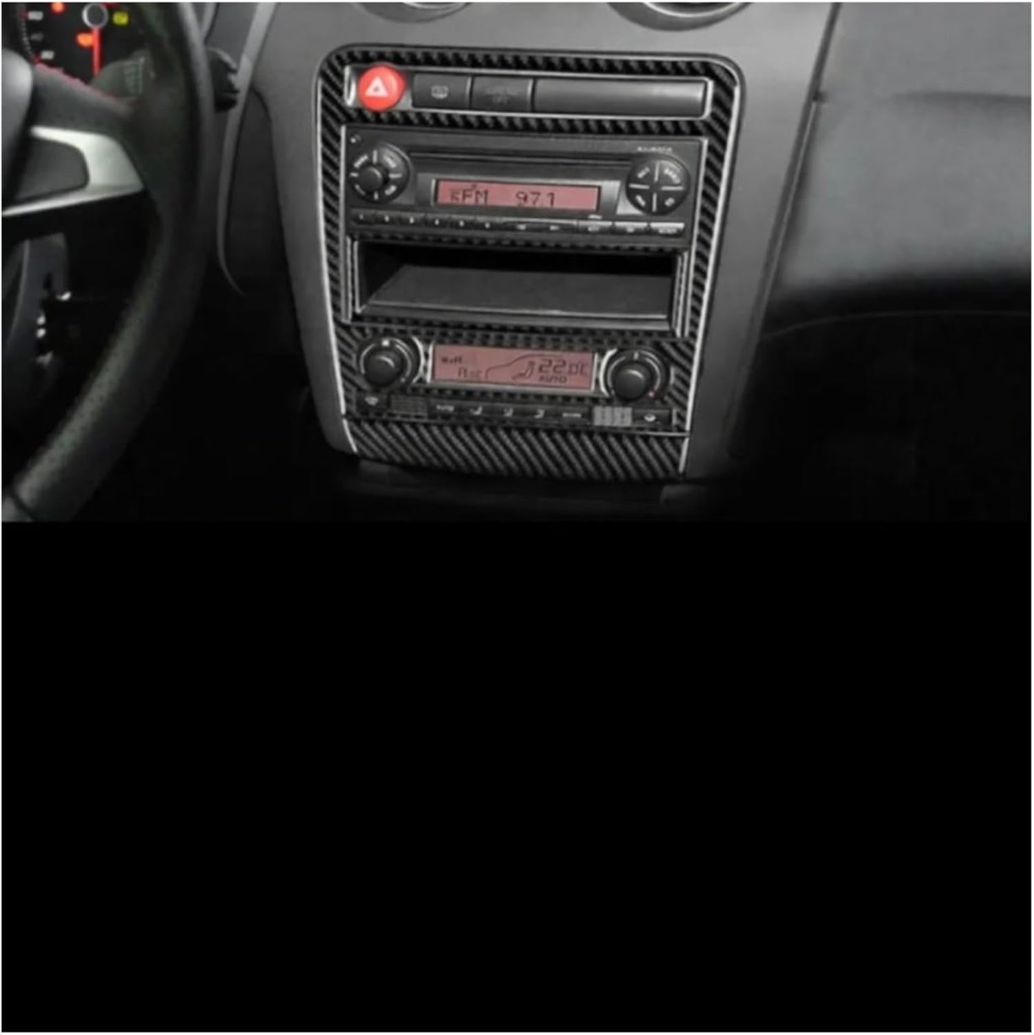 Compatible for Seat Ibiza 6l 2003 2004 2005 2006 2007-08 3pcs/4pcs Car Soft Carbon Fiber Accessories Central Control AC Panel Interior Trim(Type B LHD)