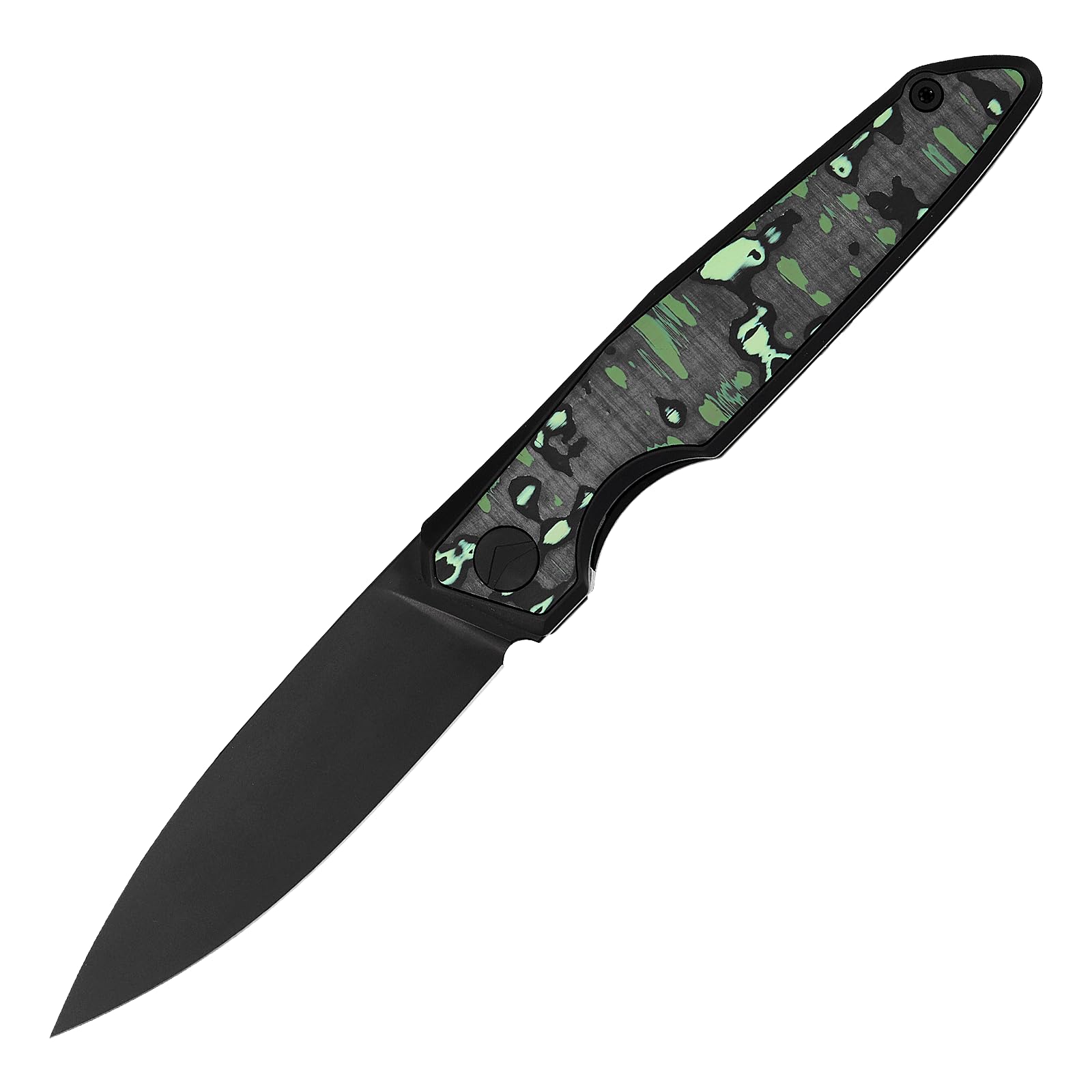 Taschenmesser Klappmesser Outdoor Messer Survival Messer EDC Einhandmesser mit Taschenclip, Tasche - M390 Stahl, Griff mit Titan- und Kohlefasereinlage - Männer Geschenk (Grün & Schwarz)