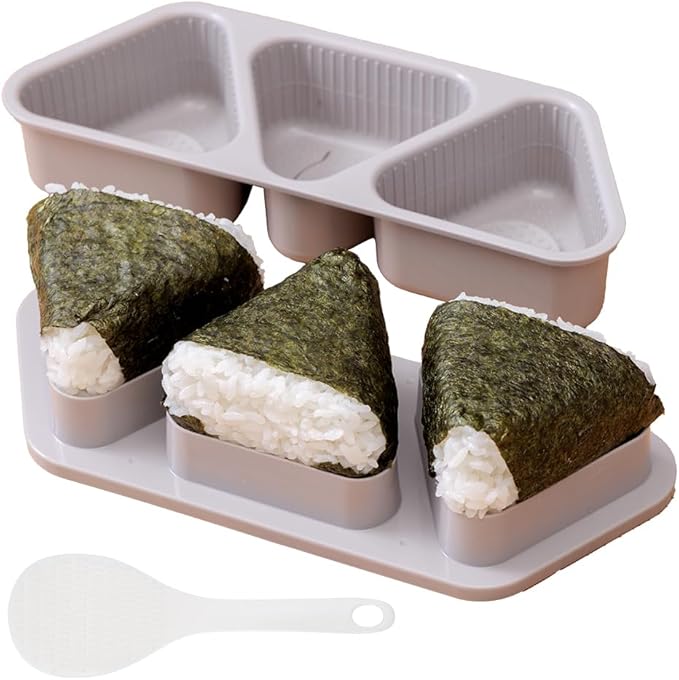 アイメディア(Aimedia) おにぎりメーカー おにぎり型 三角 おむすび 3個 大きめ しゃもじ付き 食洗機対応 弁当 カンタン 時短 日本製 キッチン 簡単のり巻きおにぎり君