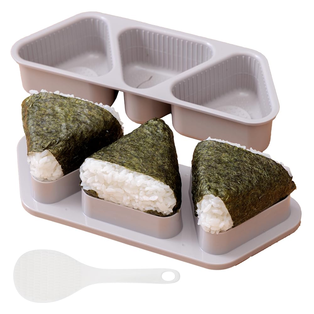 Aimedia Onigiri Maker, Onigiri Mold, Triangle, Omusubi, 3 Large Pieces, Includes Rice Paddle, Dishwasher Safe, Bento, Quick, Time-Saving, Japanese Kitchen, Easy Nori Roll Onigiri-kun : Home & Kitchen