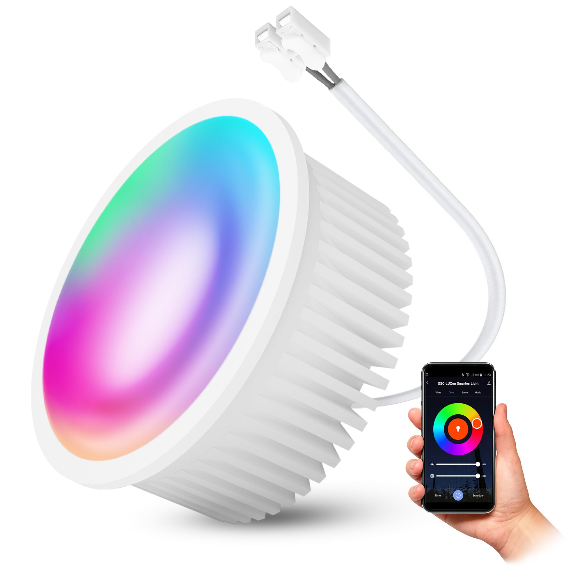 SSC-LUXon 6 Stück Modul Smart Home WiFi LED Lampe flach RGB CCT dimmbar App- & Sprachsteuerung
