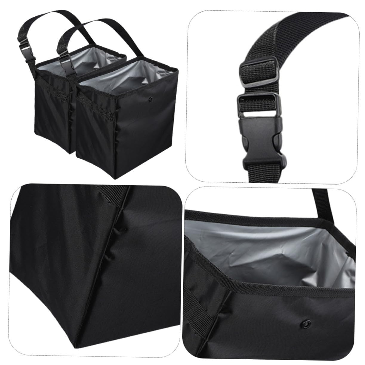 2 Stück Auto Mülleimer 8, 5l Schwarz Tragbar für Reise | Nylon und Pvc, für Camping und Heimorganisation, Passend für Reisebedarf und Ausrüstung