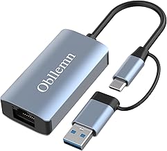 Obllemn USB C auf Ethernet Adapter, LAN Adapter 3.0, RJ45 Gigabit Ethernet LAN 1000 Mbps Netzwerkadapter, USB Ethernet Adapter 10/100/1000Mbps für Laptop, PC mit Windows XP, Vista, Linux, Mac