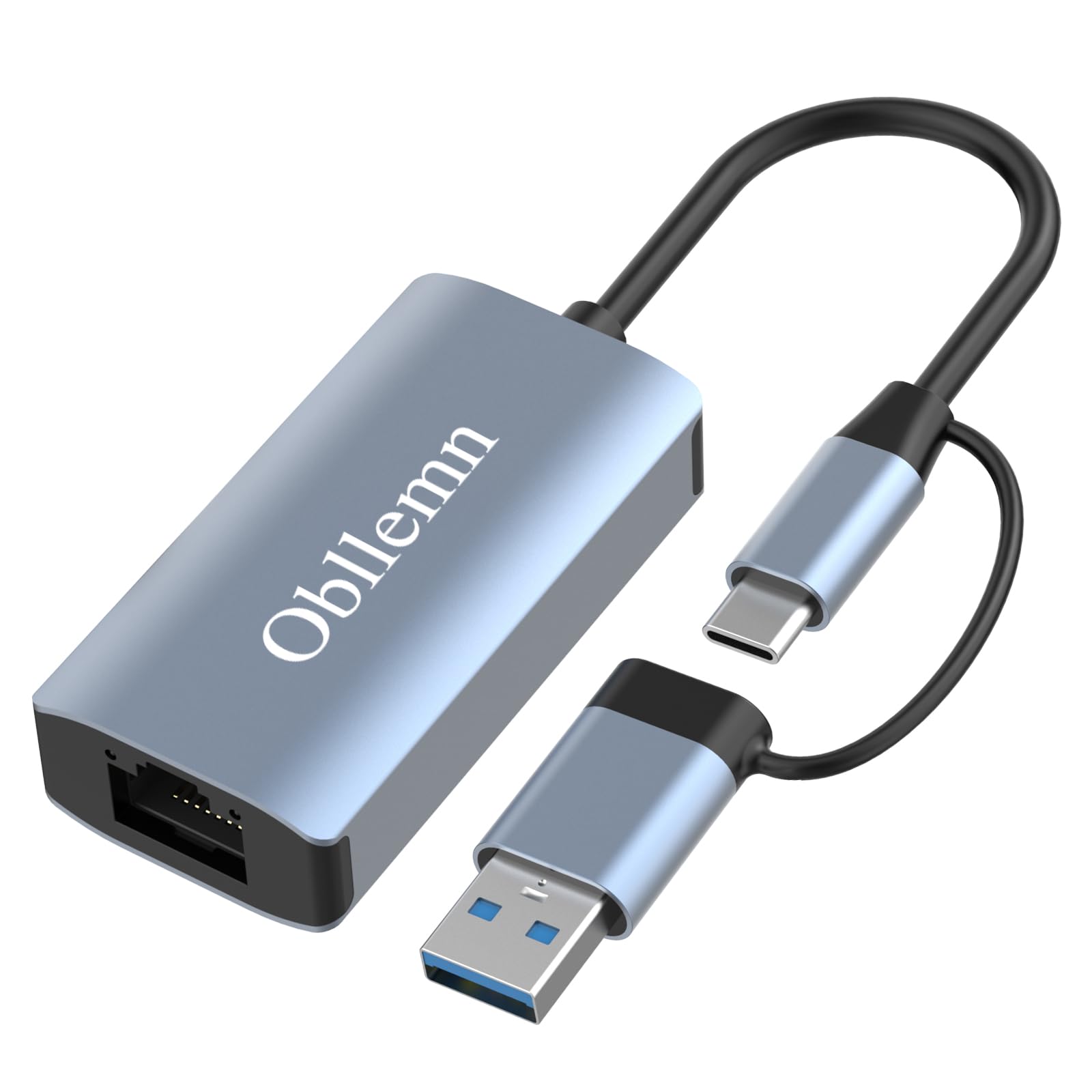 Obllemn USB C auf Ethernet Adapter, LAN Adapter 3.0, RJ45 Gigabit Ethernet LAN 1000 Mbps Netzwerkadapter, USB Ethernet Adapter 10/100/1000Mbps für Laptop, PC mit Windows XP, Vista, Linux, Mac