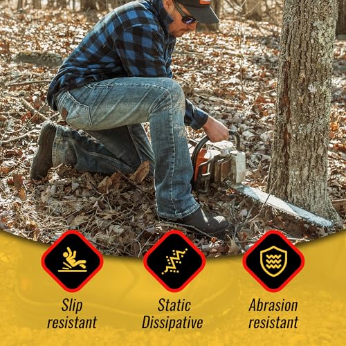 Image of ROCKROOSTER Work Boots for Men,7 inch,Steel Toe,Side Zipper, Oiled Leather Shoes,Static Control,Breathable,Quick Dry(AK232Z-245Z)