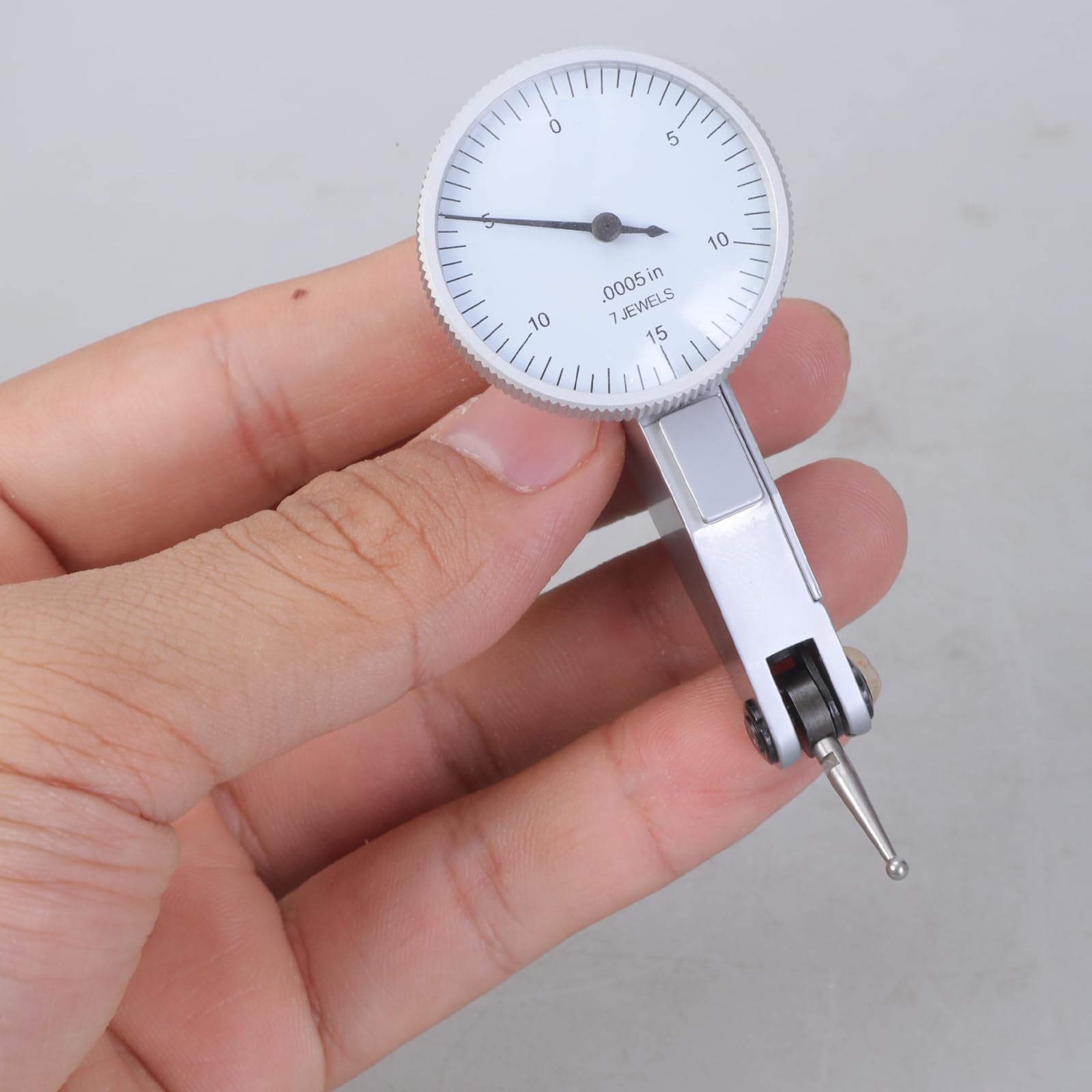Palancas indicadores de soporte de calibre de 1-1/4 pulgadas, cara blanca, calibre 0-15-0 con accesorios de montaje, instrumento de calibración mecánica