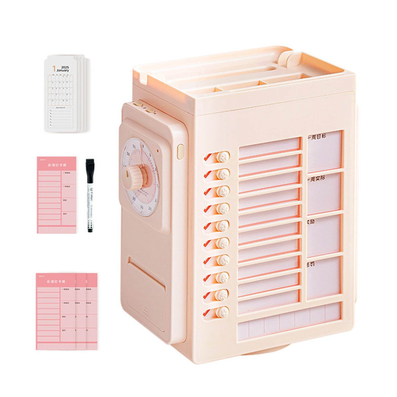 Portapenne con timer visivo, planner mensile, organizer da scrivania, organizer da scrivania, organizer da scrivania con timer visivo, per studenti