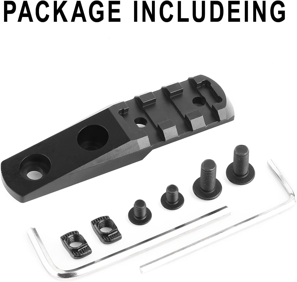Tactical Light Mount, Metal 3 Slots Riser Mount for M300 M600 Flashlight Pistol Lights, Long Strip Bracket for Mlok/Keymod Rail