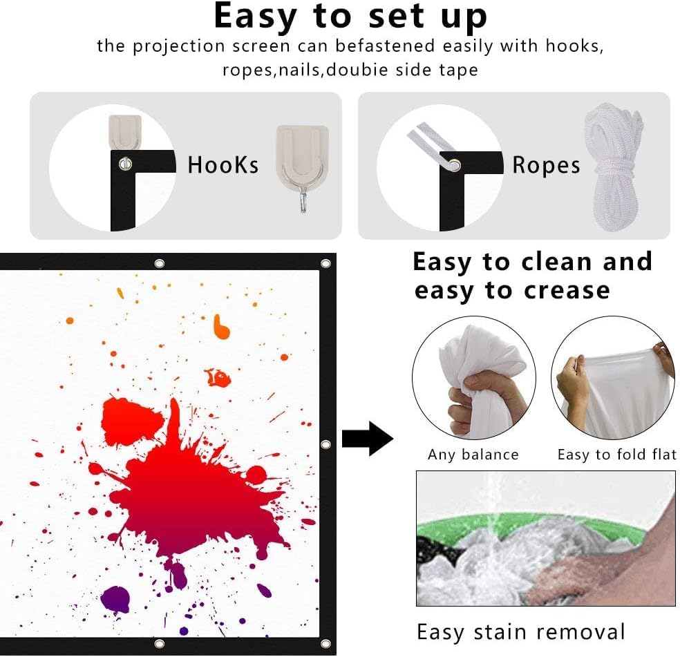 Miniatura 4 de Pantalla de proyector de película para exteriores de 100 pulgadas portátil pantalla de proyección plegable y sin arrugas 169 Cine plegable para cine