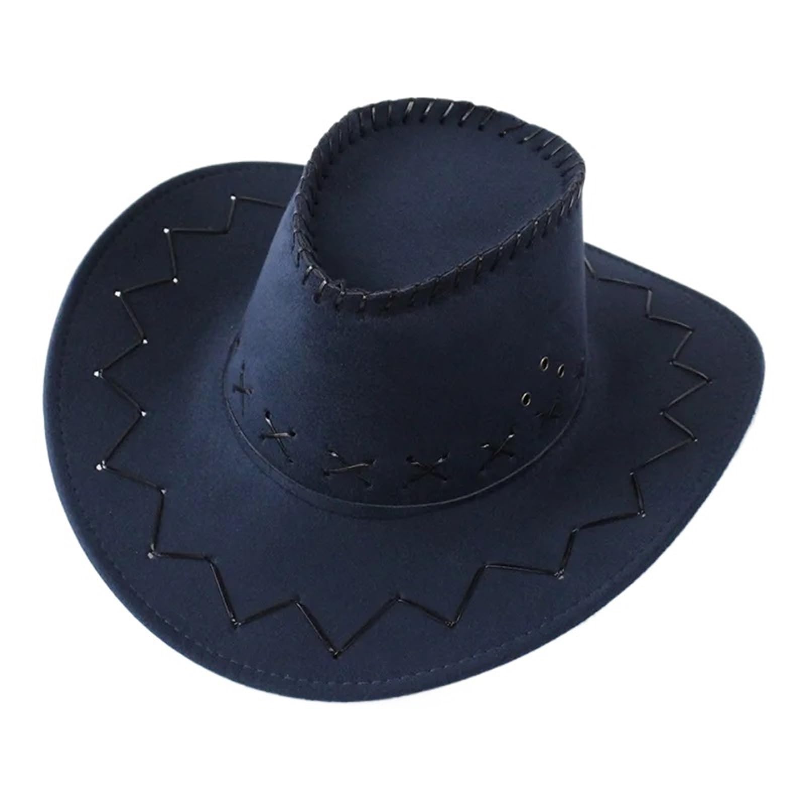 vrfvsdasAAS Cowboy Hat Vintage Cowboy Hat Unisex Wide Brim Jazz Hat Streetwear Fancy Dress(Blue)