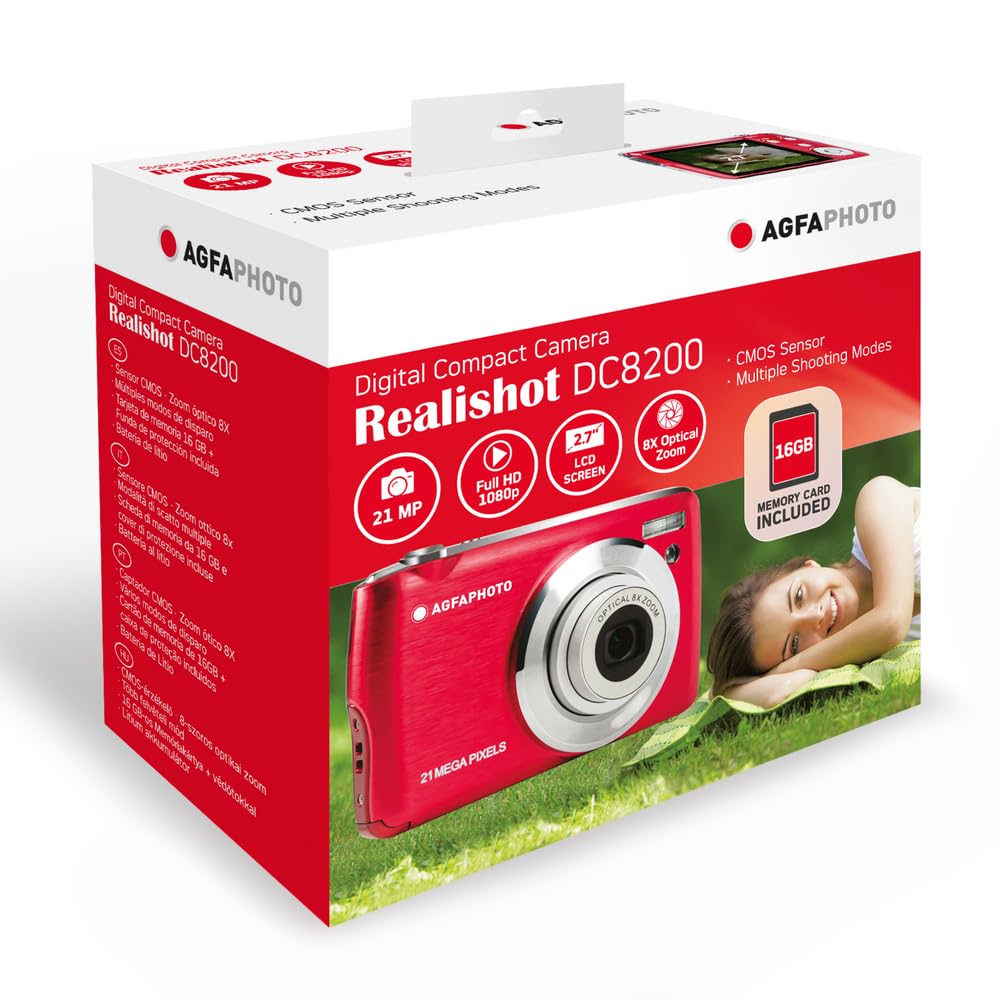 AGFAPHOTO Realishot DC8200 Rouge - Appareil Photo Numérique Compact Cam