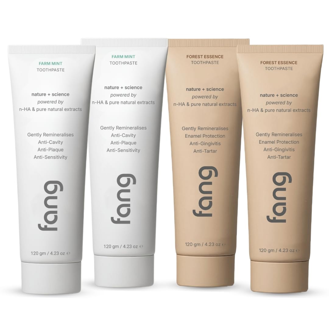 Toothpaste Combo Pack |Fluoride Free Hydroxyapatite, Teeth Whitening, Heals Sensitive Teeth, Fights Cavities, Gum Diseases, Bad Breath, SLS & Chemical Free (Pack of 4, Farm Mint & Forest Essence Tooth paste)
