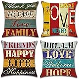 canape retro [Style Classique] Housse de coussin en lin – Il y a quatre housses de coussin classiques qui peuvent créer une ambiance chaleureuse de Noël, de la Saint-Valentin, du Nouvel An et d'autres fêtes et conviennent pour la voiture, la maison, la chambre, le bureau, le café, etc.