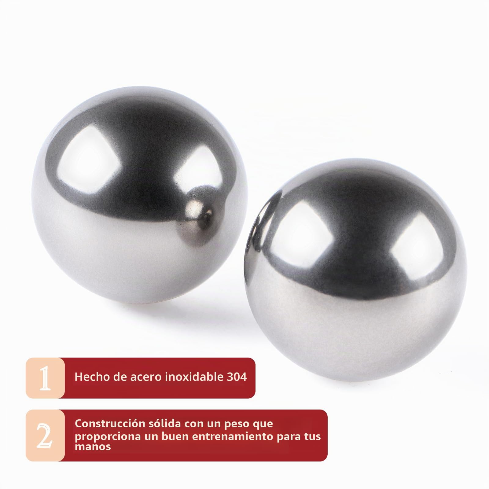 Bolas de masaje con funda, bolas de baoding de acero inoxidable 304, diámetro de 40 mm, esfera de ejercicio de mano china, paquete de 2