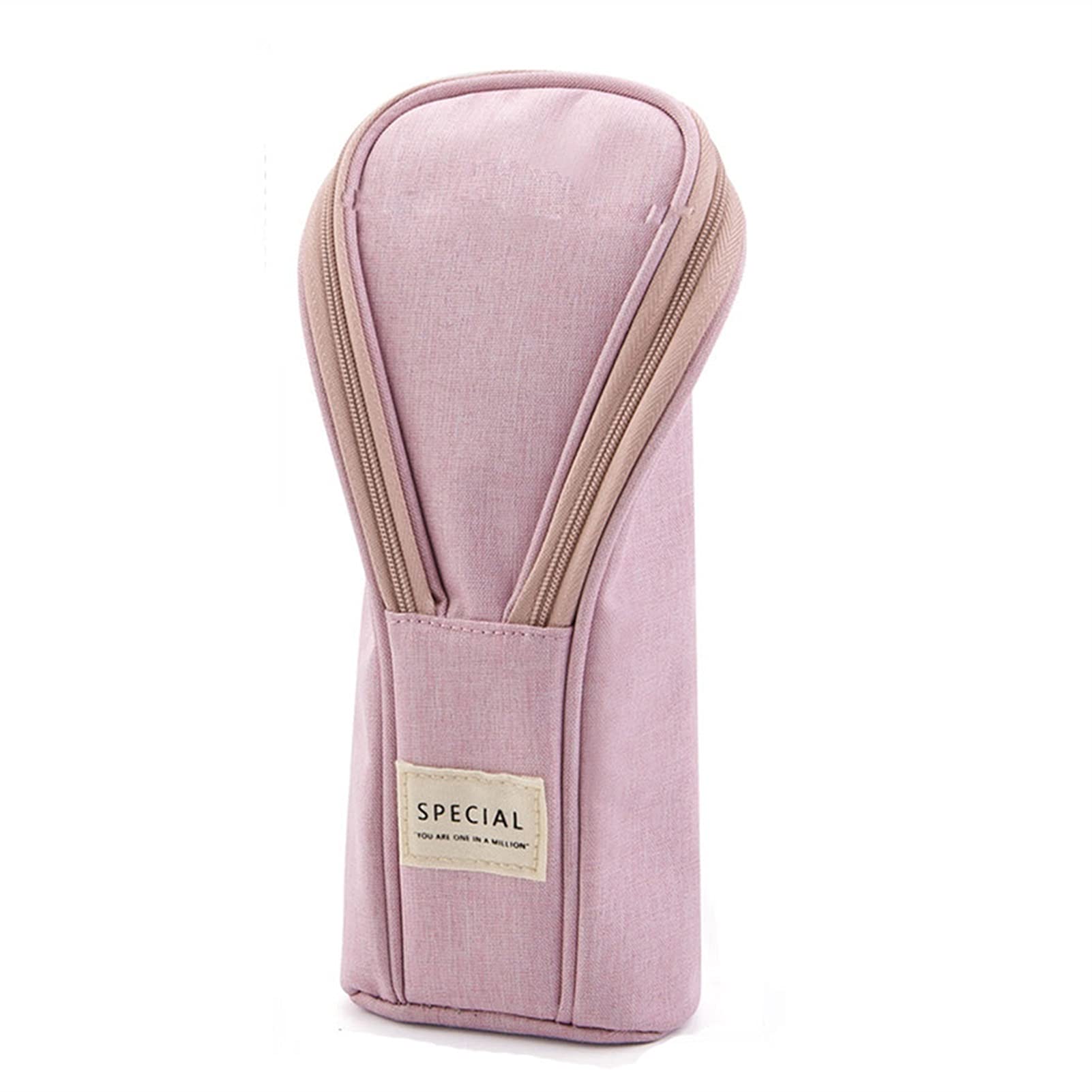 Estuche para bolígrafos Pencil Bag Estuche for lápices de pie, Soporte for lápices de Lona, ​​función de Soporte, Bolsa de papelería for Escritorio, Organizador, Estuche de bolígrafo(Pink)