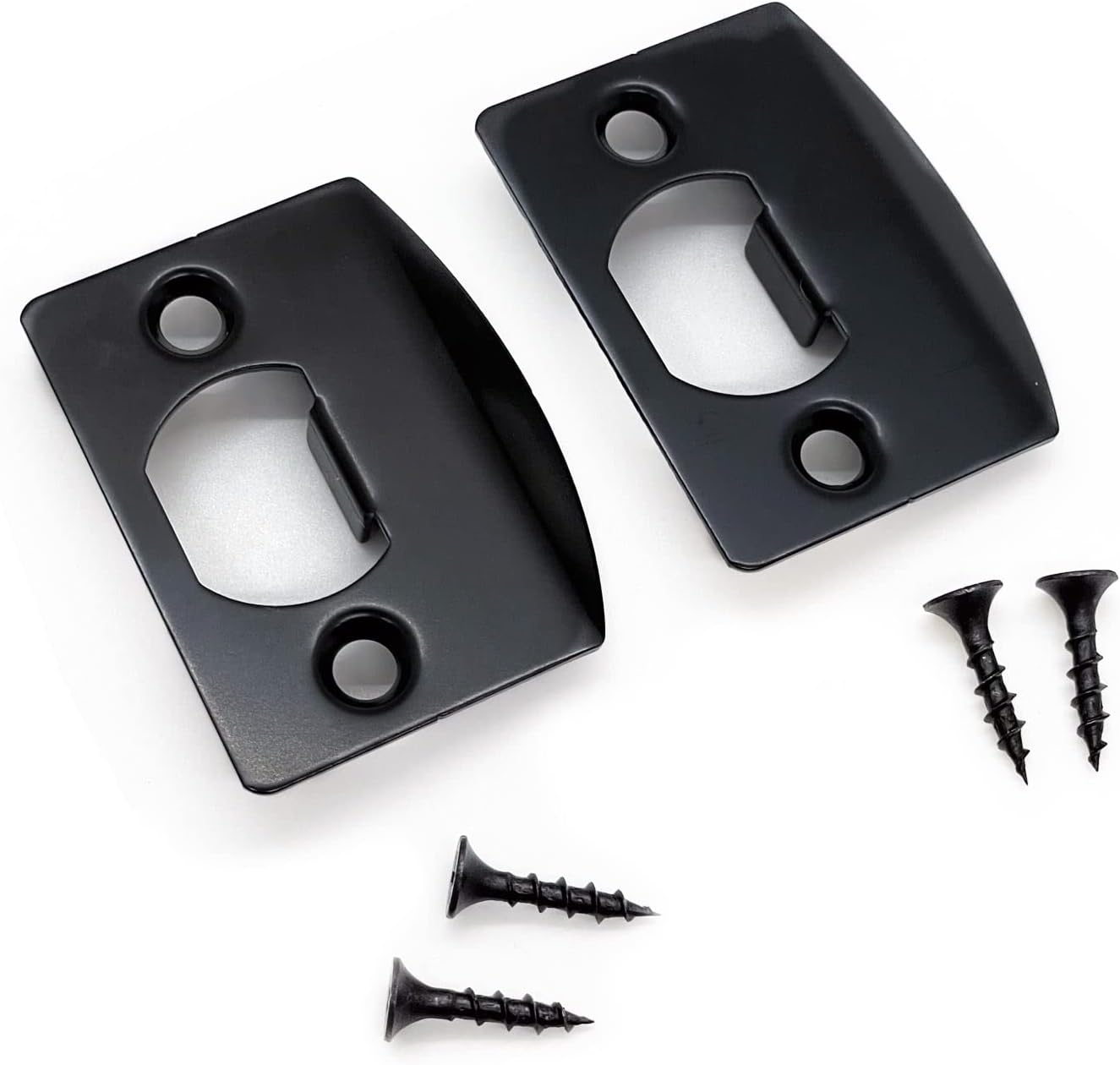 Wise Home Products2 Pack Strike Plate Iron Satin Black Finish Radius Corner Deadbolt Full Lip. Perfect for 883351012430 83796-019 Full Round Strike, Iron Satin Black Set of 2