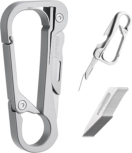 Clip de mosquetón de titanio, llavero multiherramienta EDC con cuchillo plegable y abridor de botellas, llavero mosquetón para exteriores,