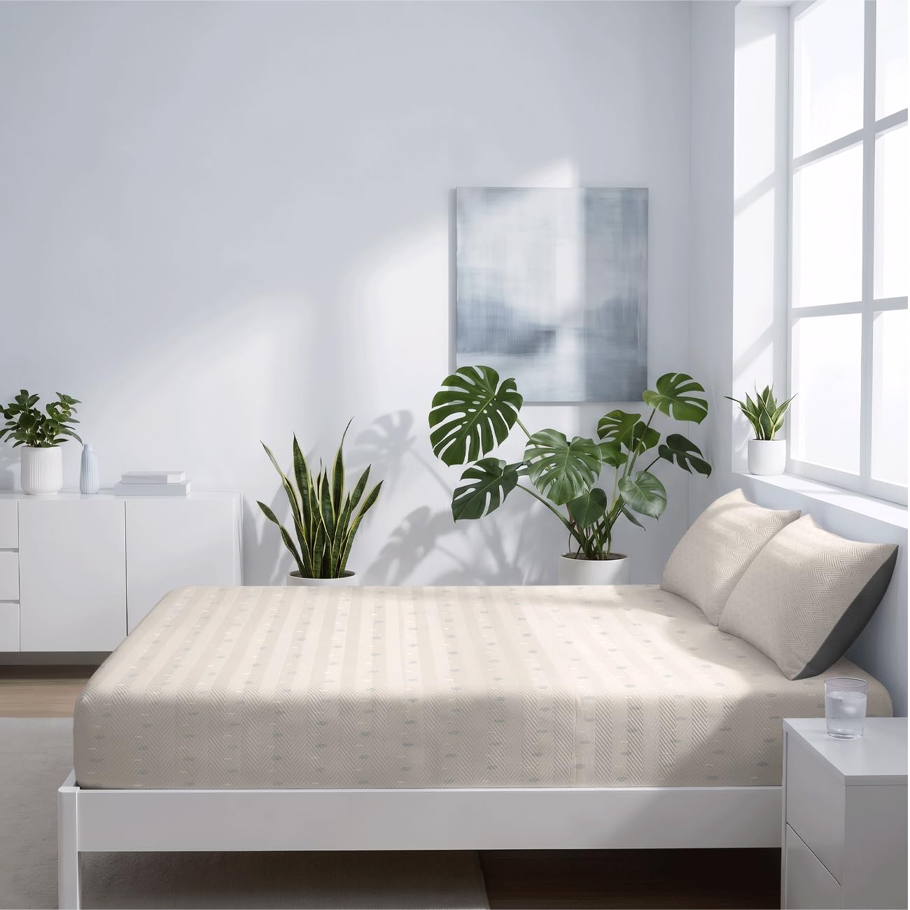 Lenzuolo Con Angoli Rinfrescante (Motivo pied de poule 7,180x200cm)