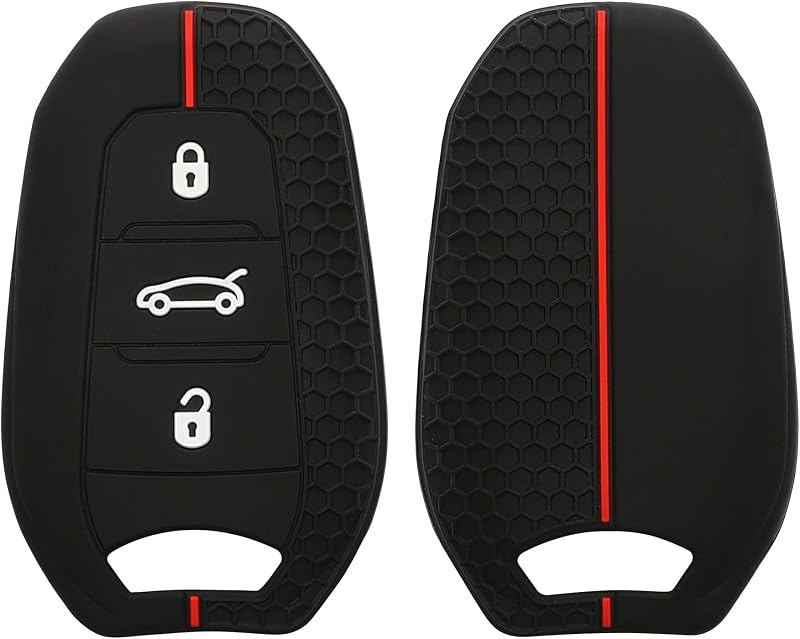 kwmobile Custodia Coprichiave Compatibile con Fiat 600 600e Hybrid Grande Panda Doblo K9 III Cover - Copri Telecomando Chiave Auto - Copri Chiavi Macchina nero/rosso
