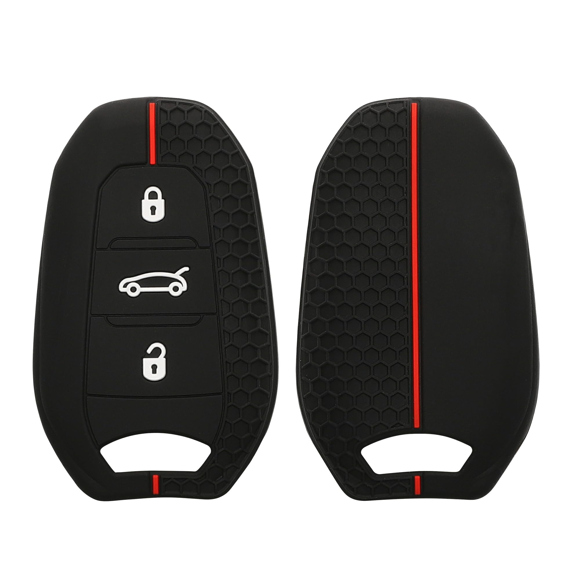 kwmobile Custodia Coprichiave Compatibile con Fiat 600 600e Hybrid Grande Panda Doblo K9 III Cover - Copri Telecomando Chiave Auto - Copri Chiavi Macchina nero/rosso