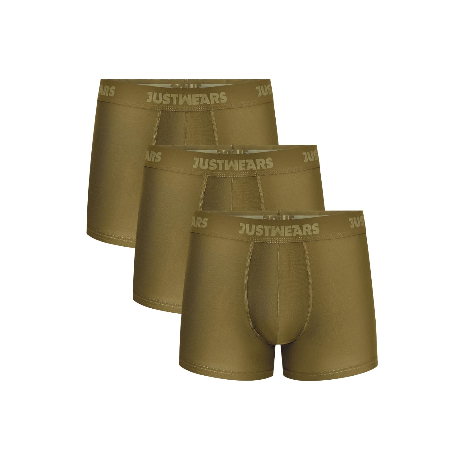 Justwears Men's Dark Olive Trunks Everyday 3 Pack In Olive, Micromodal Air, Low Rise, Seamless, Tag-Less Design (Uk, Alpha, L, Regular, Regular)