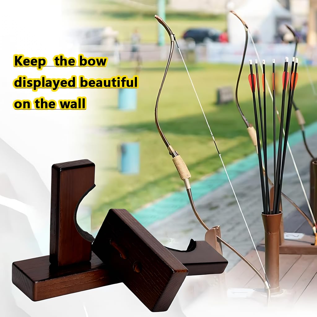 Bogenständer Wandhalterung Holz Bogenaufhänger Bogenhaken Wandmontage Bogenlagergestell Universeller Bogenhalter Ständer für Recurve-, Compound- und Langbogen Shop-Display Bogen - Kein Bogen (2 Sets)