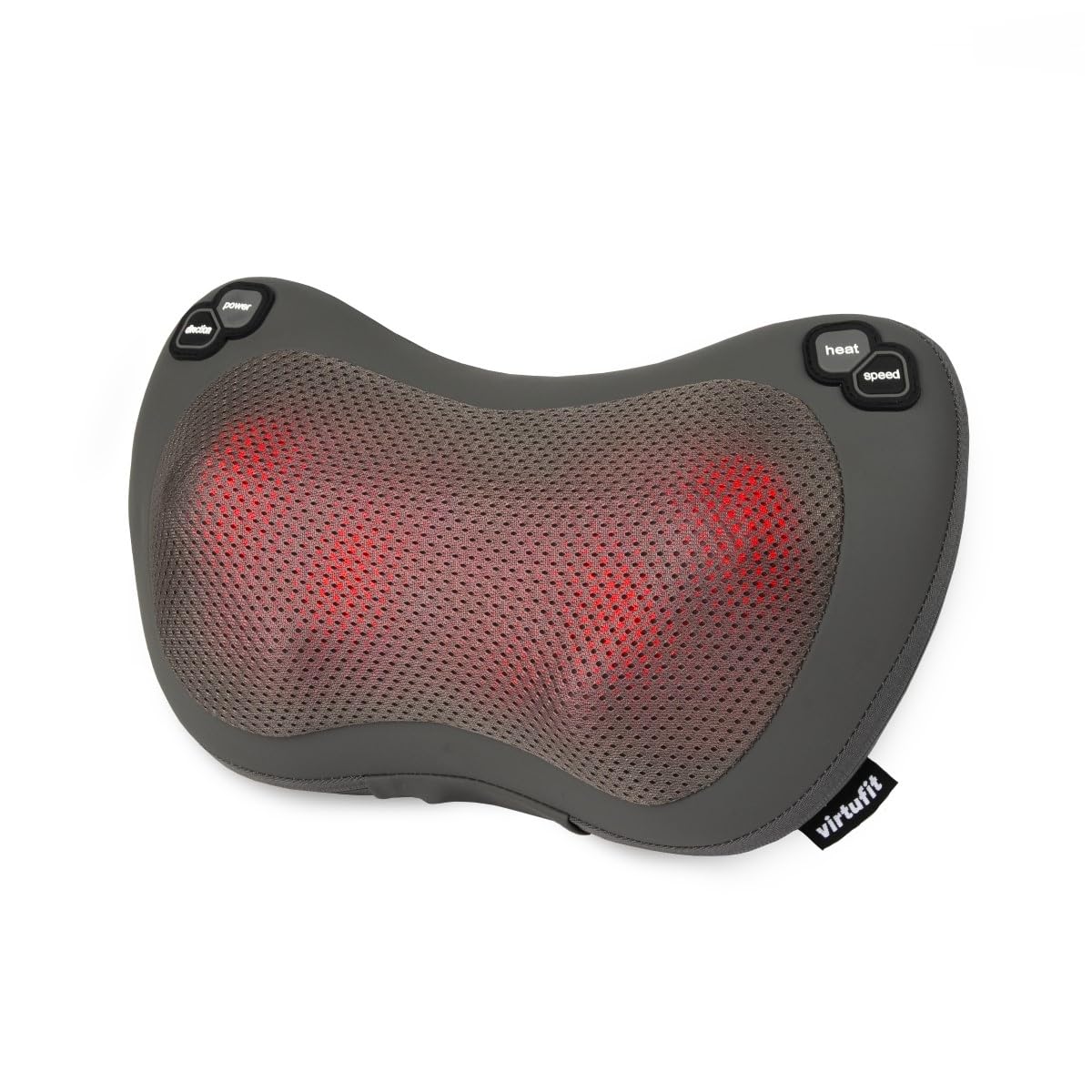 VirtuFit Cuscino massaggiante wireless Pro, cuscino massaggiante e termico senza fili per schiena, collo e spalle, massaggio intenso Shiatsu, funzionamento a batteria, relax a casa
