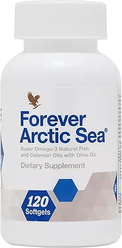 Forever Arctic-Sea Super Omega-3 Aceites naturales de calamares de pescado con aceite de oliva, 120 geles blandos