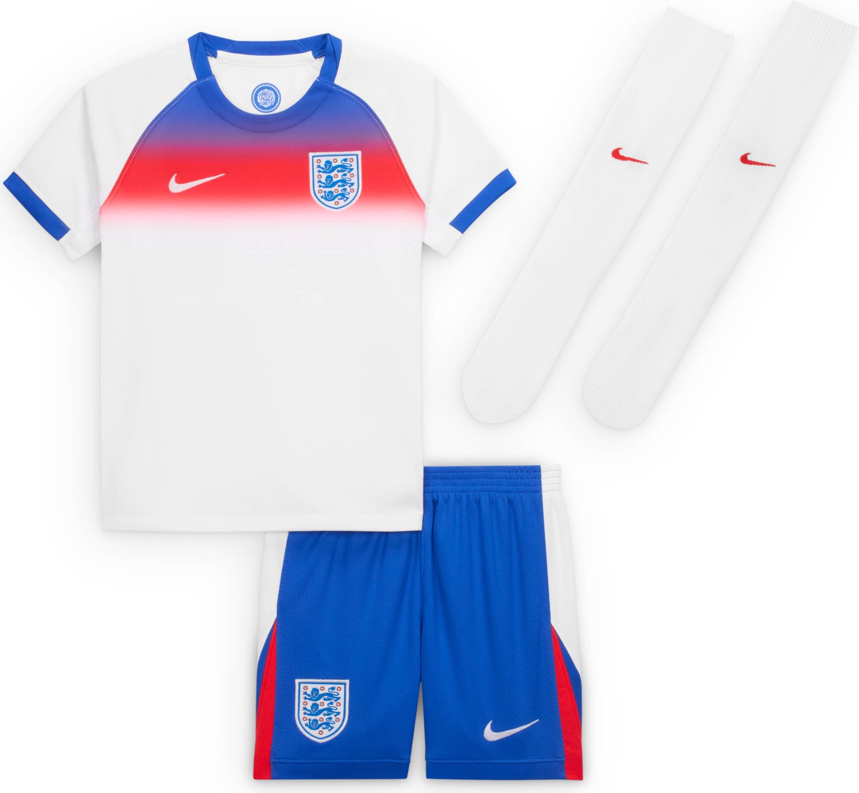 England 2025/26 Stadium Home dreiteiliges Nike Replika Fußballtrikot-Set für jüngere Kinder, FZ9233