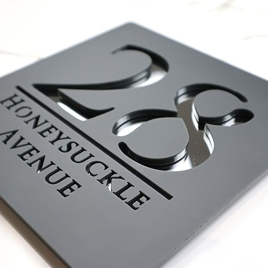 K Smart Sign Bellissima S1 180mm x 180mm Grey & Chrome 3d Laser