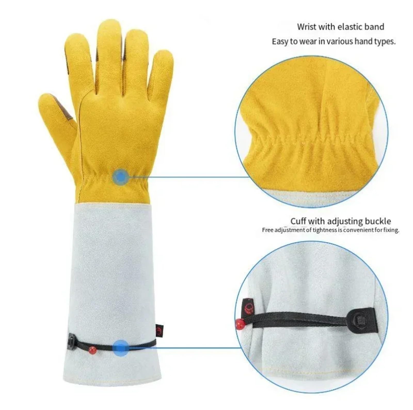 Générique 1 paire de gants à manches longues robustes et anti-épines for la taille des rosiers, le jardinage et les travaux de soudure(Yellow)