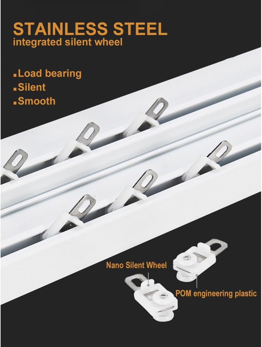 Double Curtain Track System - 310cm Silent Baffle Rail with Integrated Side Installation, Splicable Sliding Rail Pulley for Smooth Operation - Ideal for Home Décor