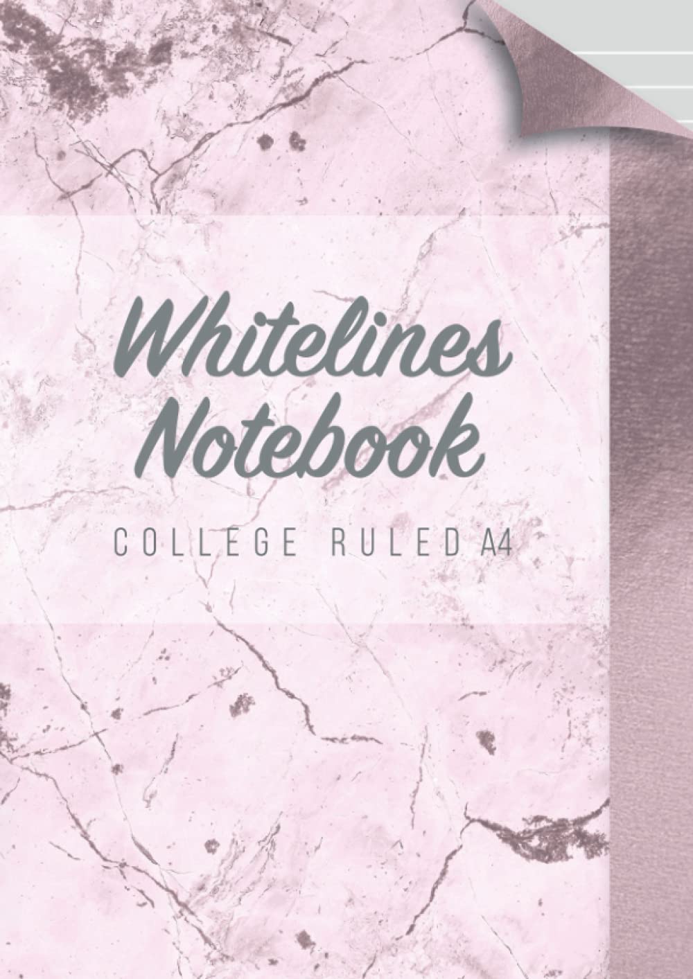 Whitelines notebook college ruled A4: grey background white line pages for drawing writing and journaling