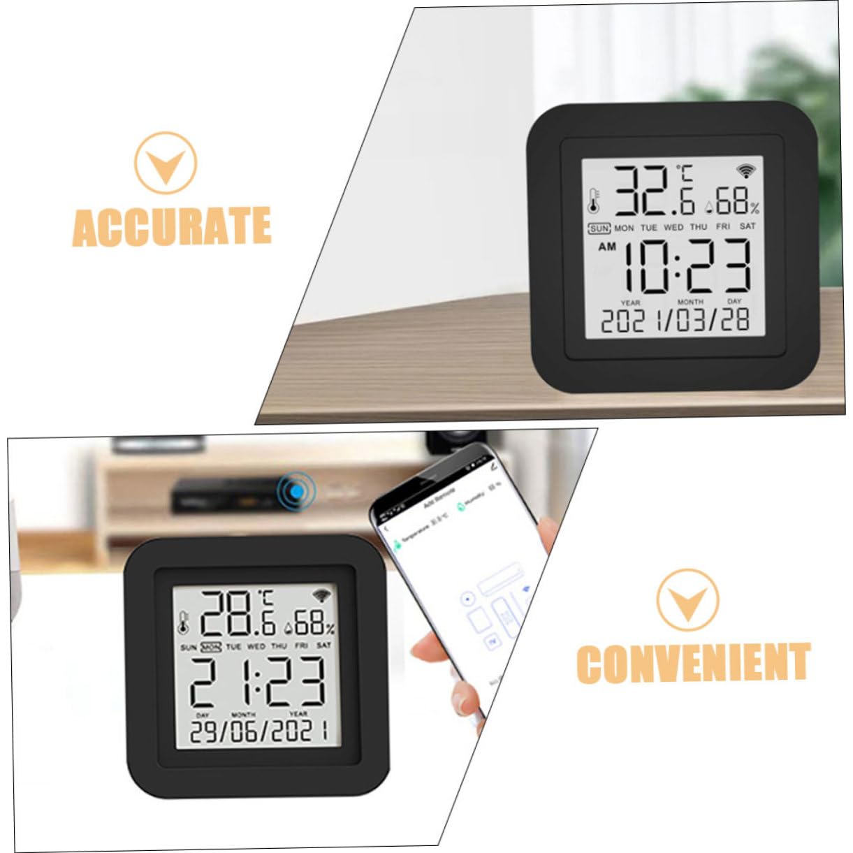 BESTonZON Termometro Igrometro USB Portatile e Ufficio Misuratore Temperatura e Umidità con Display LCD Adatto per Cameretta e Incubatori