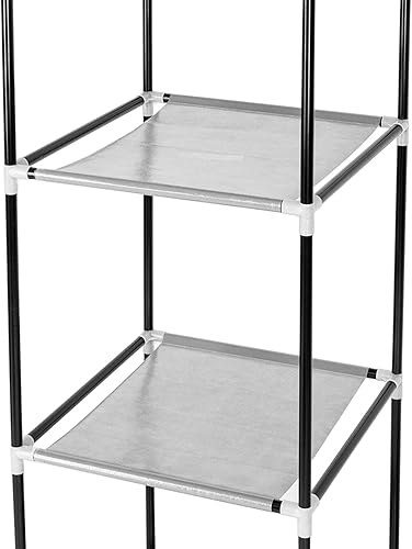 Vista 110 de 67" Portable Wardrobe Closet, Wardrobe Closet for Hanging Clothes with 2 Hanging Rods, 12 Clothes Storage Organizer Shelves, Non-Woven Fabric Grey